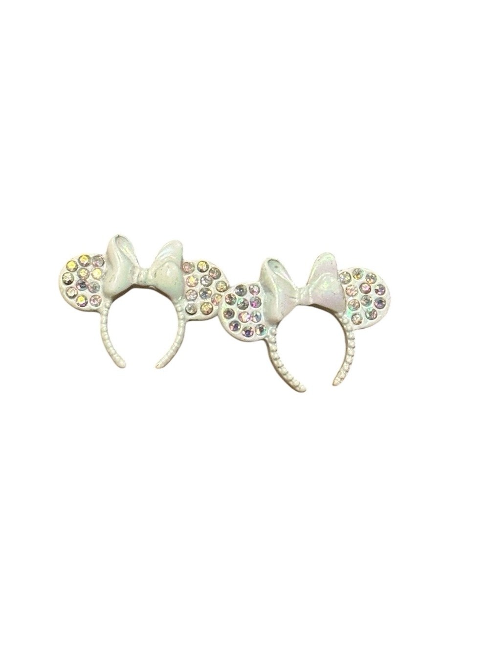 Disney Parks Official Minnie Mouse White Bow Iridescent Rhinestone Earrings